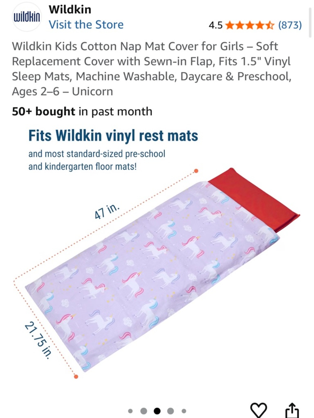 Unicorn Wildkin Cotton Nap Mat Cover - Kids